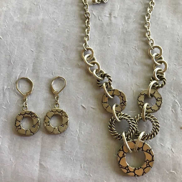 Lane Bryant Jewelry - LANE BRYANT Silver Tone Necklace and Earrings Set